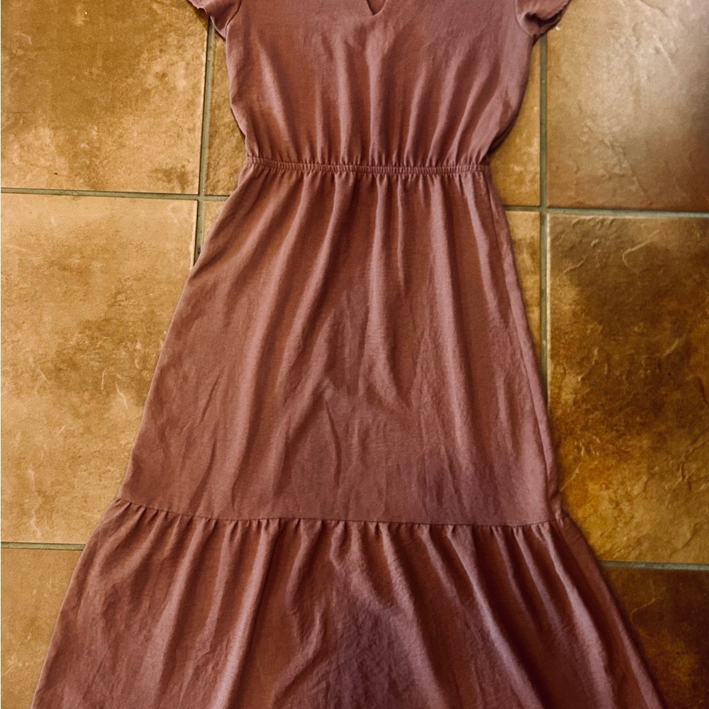 Lucky Brand Mauve Midi Dress with Tie